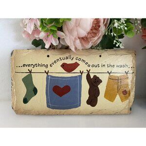 Plain Jane Slate Art "Everything Eventually Comes Out in the Wash" Laundry  NWT‎